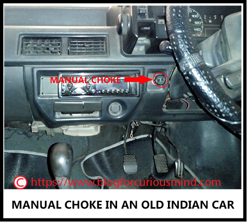 Manual choke in an old Indian car